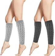 [LLWL] Womens Leg Warmers,2 Pairs Winter Knit Crochet Women Ankle Leg Warmer,High Leg Warmers Soft Winter Cable Socks Chunky Boot Cuffs for Women Girls