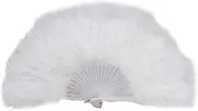 Feather Fan Decoration Parties Ornament Decorative Fans Dancing Performance, White, 42cm