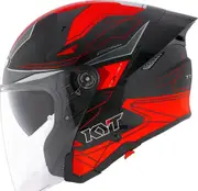KYT TTR-JET LED, open face helmet , color: Black/Dark Grey/Red , size: XS