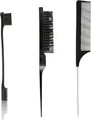 Slick Back Hair Brush and Comb Set for Women and Men - Edge Brush, Fine Tooth Comb, Styling Tools for Curly Hair