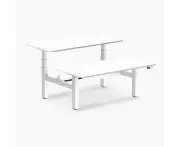 Desky Back to Back Melamine Sit Stand Workstation - White / 1500x750mm / White