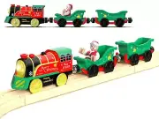 Christmas Train Set for Toddlers Electric Train Toys for Wooden Tracks Batter...