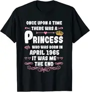 [X.Style] Once Upon a time There was a Princess. April 1965 Birthday ds1201 T-Shirt (3XL) Black