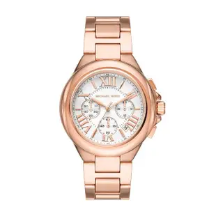 【Michael Kors 官方直營】Camille 獨特亮眼三眼計時女錶 玫瑰金不鏽鋼鍊帶 手錶 43MM MK7271