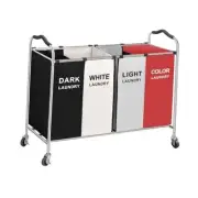 320L Laundry Basket Sorter, 4 Section Laundry Hamper Bag Storage Organizer Red