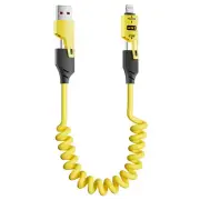 4 in 1 Coiled Fast Charging Cable Multi USB C to Type C/iPhone Charger Data Cord