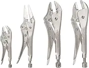TEKTON Locking Pliers Set, 4-Piece (Straight Jaw, Curved Jaw, Long Nose) | PLK99902