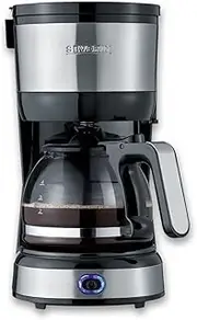SEVERIN Compact Coffee Machine, Aromatic Coffee with Coffee Maker for up to 4 Cups, Filter Coffee Machine with Permanent Swivel Filter, Stainless Steel/Black, KA 4808, Black