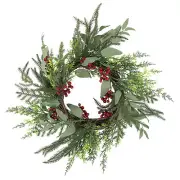 Northlight Mixed FoliageRed Berries Artificial Christmas Wreath 24-Inch