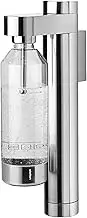 Stelton Brus Water Carbonator, Wall Mount with Bottle, Premium Carbonator for Water with CO2 - Adjustable Sparkling Strength - Scandinavian Design, Stainless Steel