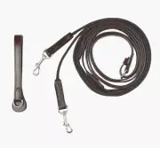 Walsh Leather and Rope Draw Reins with Snap Ends + Girth Attachment, 8'4" Long