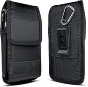 Meilib Holster for iPhone 15 Pro Max, Plus, 14 Pro Max, 13 Pro Max, 12 Pro Max, 11 Pro Max, Xs Max, 8 Plus, 7 Plus, Nylon Cell Phone Belt Holder Case with Belt Clip, ID Card Slot Carrying Pouch Cover
