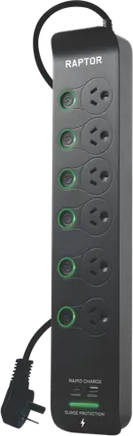 Jackson 6X+ - 6 Outlet Full Control 45W PD Powerboard