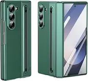 [Nexue] for Samsung Galaxy Z Fold 4 Case with Built-in Compact Writing Pen,[Built-in Hinge Protection & Screen Protector] Shockproof Full Body Slim Phone Case with Pen Holder,Green