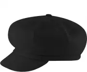 Lightweight Black Wool Spitfire Cap - Classic Newsboy Style for Men and Women