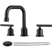 Contemporary Widespread Bathroom Faucet in Matte Black with 360° Swivel Spout
