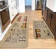 Kitchen Mats Set of 2 Non-Slip Washable Kitchen Floor Rugs with Rubber Backing Holiday Party-Profile Doormat for Home Kitchen