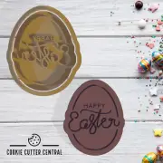 Happy Easter Egg Cookie Cutter and Embosser - 7.4cm x 6cm