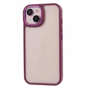 For iPhone 15 TPU+PC Clear Back Case Drop-proof Phone Cover with Metal Button Cover Color