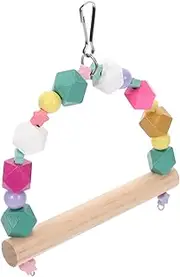 GANAZONO Parrot Swing Wooden Hanging Perch for Parakeet Cage Durable Bird Chewing Plaything for Training and Exercise Promotes Balance and Coordination