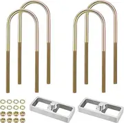 Racewill 0.5 inch Universal Leaf Spring Lowering Block Kits, 5" Length x 2-1/3" Width Blocks, with 4 Pack Heavy Duty Galvanized U-Bolts