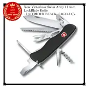New Victorinox Swiss Army 111mm LockBlade Knife : OUTRIDER BLACK 0.8513.3 f/s