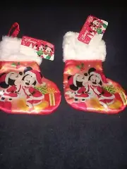 DISNEY’S MICKEY & MINNIE MOUSE KISSING MINI STOCKINGS 7" 2 PIECES NEW WITH TAGS