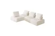 Oikiture 4PCS Modular Sofa Lounge Chair Armless TOFU Back Sherpa White