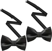 [SHCHING] Black Bow Tie, Black Bow Tie,Bow Tie 2Pcs Black Bow Ties for Men Adjustable Formal Dickie Bowtie for Wedding Party, Business Meeting, Banquets, Christmas, Black, One size