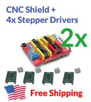 2pcs Arduino UNO CNC Shield Kit w/ 4x A4988 Stepper Drivers - Free USA Shipping