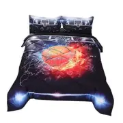 Basketball Bedding 3D Basketball Comforter Set Fire Black Queen Red Basketball