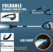 LED Foldable & Extendable Pick Up Grabber Reacher Stick Reaching With Led Light