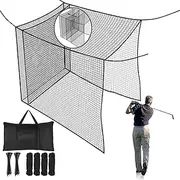 LalaKoo Golf Batting Cage Net with Extra Striking Net 10ft x 10ft x 10ft Golf Cage Net Golf Practice Net Golf Batting Cage Netting Golf Net Golf Training Net (Frame NOT Included)