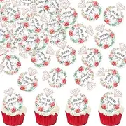 Ercadio 40 Pack Edible We're Engaged Cupcake Topper Bride to Be Cake Pick Engagement Party Decorations Bridal Engagement Wedding Cupcake Decoration Party Supplies