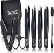 7pc Professional Stainless Steel Tweezers Women Precision Eyebrows w Scissors