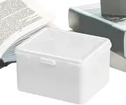 Small Storage Containers - Small Trash Can with Lid, White Trading Card Case | Trading Card Holder Organizer for Sports and Trading Card Storage Boxes, Badges, Cards and More,4 x 3.3 x 2.4 inches