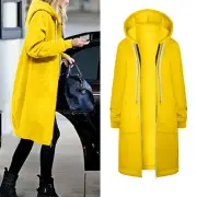 Women Pocket Hoodie Sweatshirt Zip Up Long Jacket Hooded Ladies Jumper Tops Coat