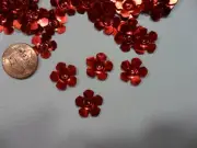 Vintage Red Color Metallic Flower Shaped Sequins - Indented Center