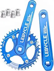 Bicycle Crankset, MTB Crankset Square Taper 104BCD 170mm Crank Arm 4 Claws 32T/34T/36T/38T Aluminum Alloy Narrow Wide Chainring & Bolts for Mountain Bike