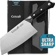 Cutluxe Meat Cleaver Knife - 7" Heavy Cleaver Butcher Knife, Razor Sharp German Steel Blade, Full Tang, Ergonomic Handle Design – Artisan Series