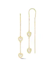 Ember Fine Jewelry 14K Pearl Heart Threader Earrings