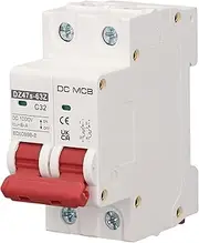 DC1000V 2P Circuit Breaker, 32A Solar PV System Mini Circuit Breaker with Electromagnetic Trip for DC Power Systems, Marine Power Systems, or Other DC Systems, Modular Structure