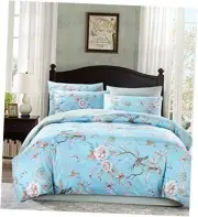 Vintage Luxury Size 3Pcs Duvet/Quilt Cover Sets Amanda Flower King Amanda Blue