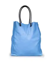 Blue Leather Tote Bag
