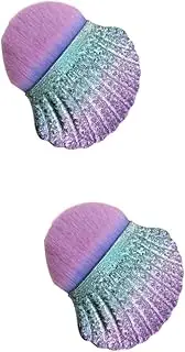 [Baluue] 2 Pcs Foundation Brush Multifunctional Makeup Brush Portable Cosmetic Beauty Tool Plastic Handle Natural Rendering Creative Shell Shape Perfect for Both Professional Personal Use