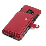 For Galaxy S9 Plus Shockproof PC + TPU Protective Case, with Card Slots & Wallet & Photo Frame & Lanyard(Wine)