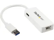 StarTech USB31000SPTW USB 3.0 Gigabit Ethernet Adapter NIC w/ USB Port - White