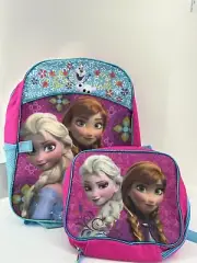 Disney Frozen Anna & Elsa Girl's 16' Backpack with Lunch Box. NEW with tag.
