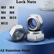 Nylon Insert Hex Lock Nuts A2 Stainless Steel Nylock Hex Nuts M3 M4 M5 M6 M8-M12