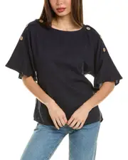 Ellen Tracy Linen-Blend Dolman Top xs NoColor